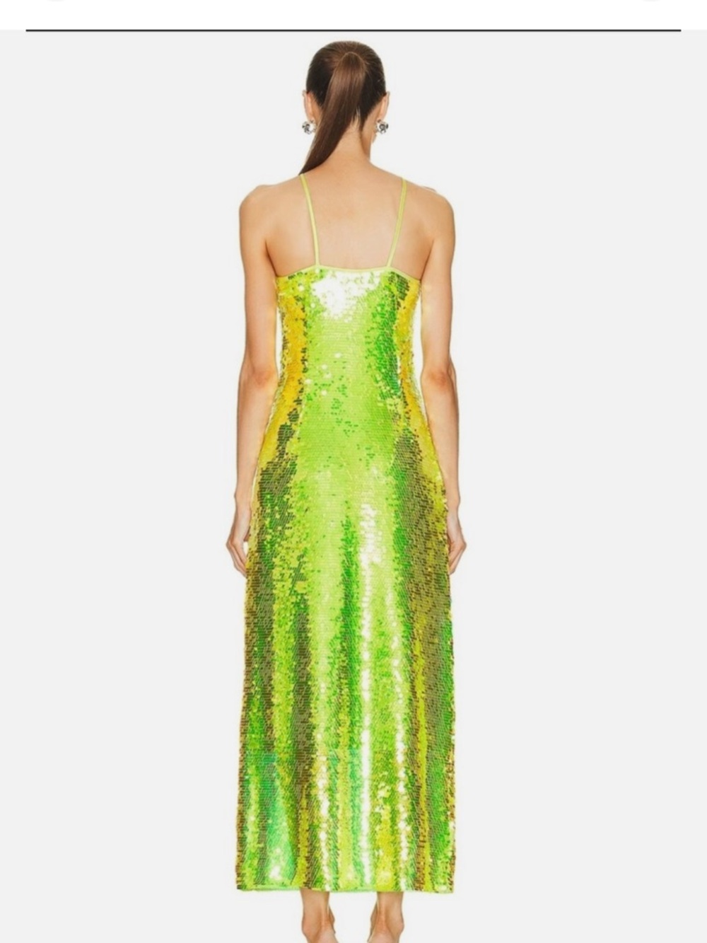 cult gaia Lime Green Sequin Halter Midi Dress - Picture 2 of 4